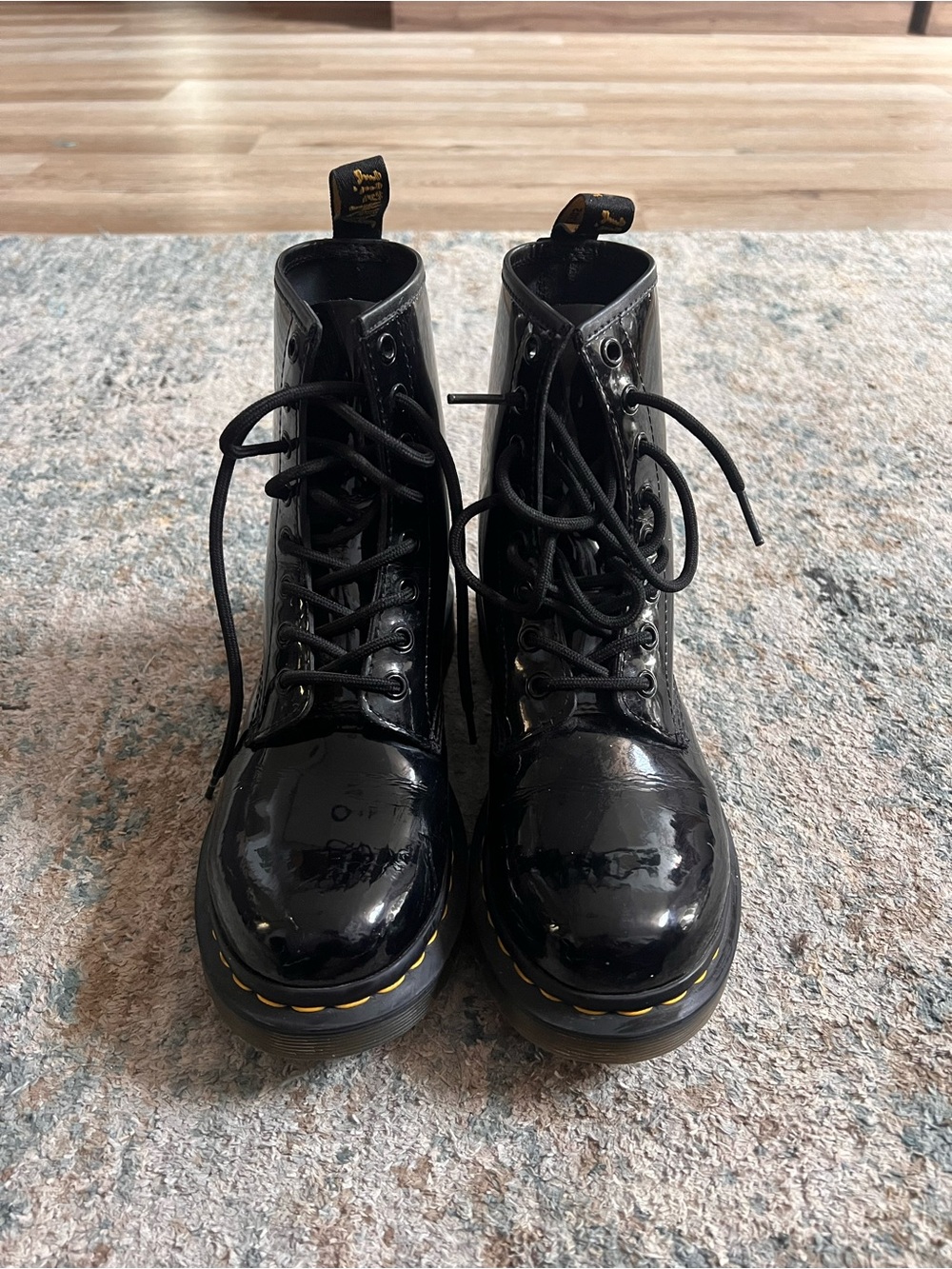 Dr. Martens Black Patent Lace-Up Ankle Boots